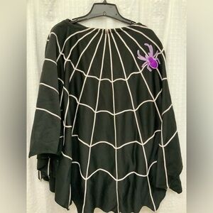 Spider Web Poncho Costume Shawl Asymmetrical Top Black White Collections Etc.
